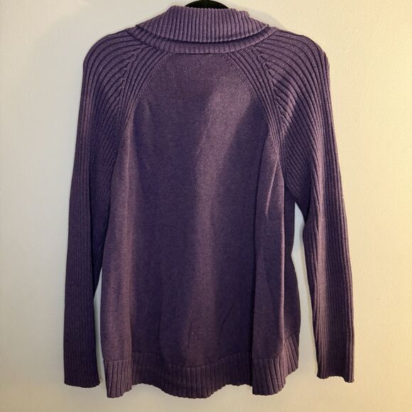 Eileen Fisher Women’s M Sweater Zip Up Purple Long Sleeve Organic Cotton Top - Picture 7 of 9